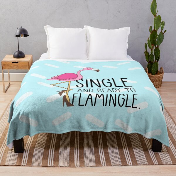 Single and Ready to Flamingle Pink Flamingo Bird in Heels Throw Blanket