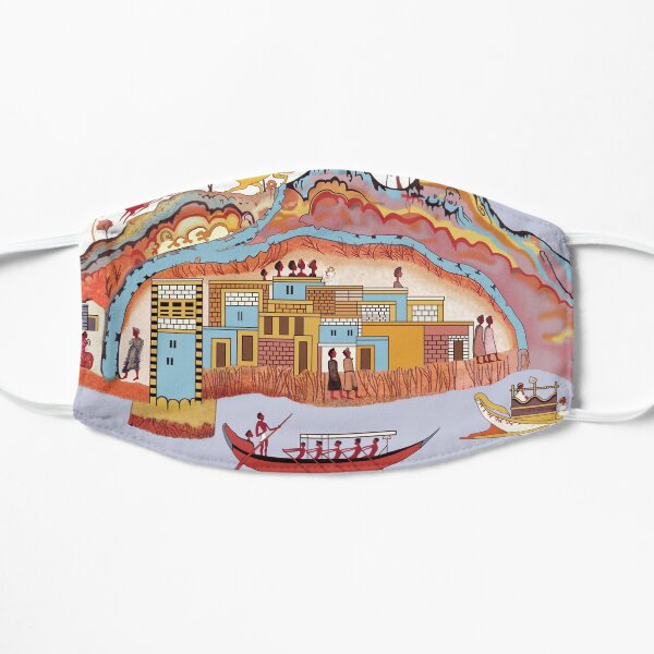 Minoan Admirals Flotilla Fresco Thera Scene Restoration Flat Mask