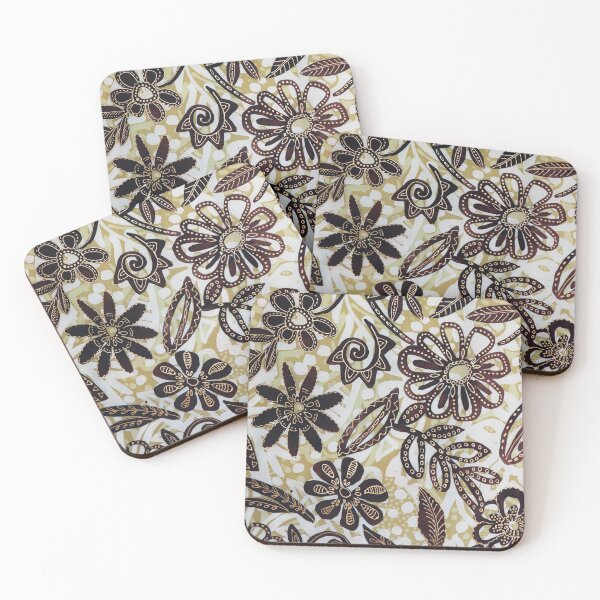 Item preview, Tribal Abstract Floral in Beige and Brown designed and sold by Leslie Rogers Todder.