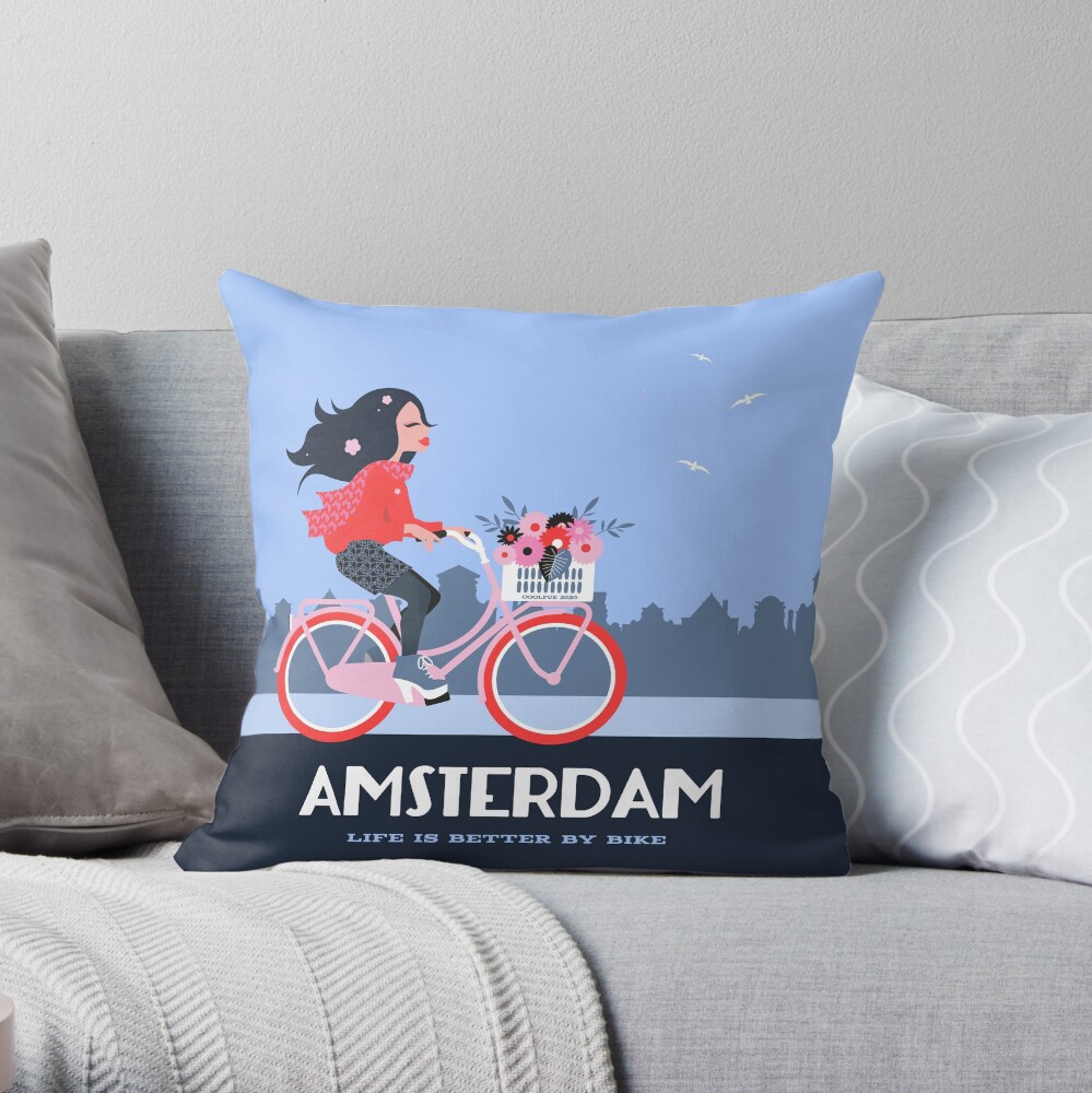 Amsterdam Bike Life Throw Pillow