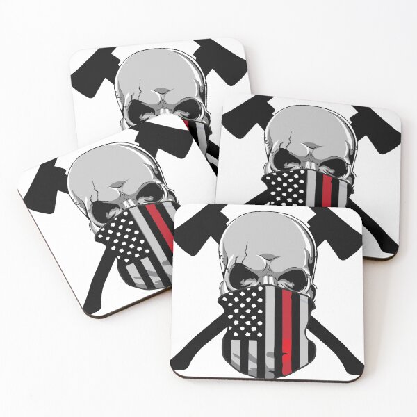 Item preview, Thin Red Line Firefighter Skull Flag designed and sold by MasterKlaw.