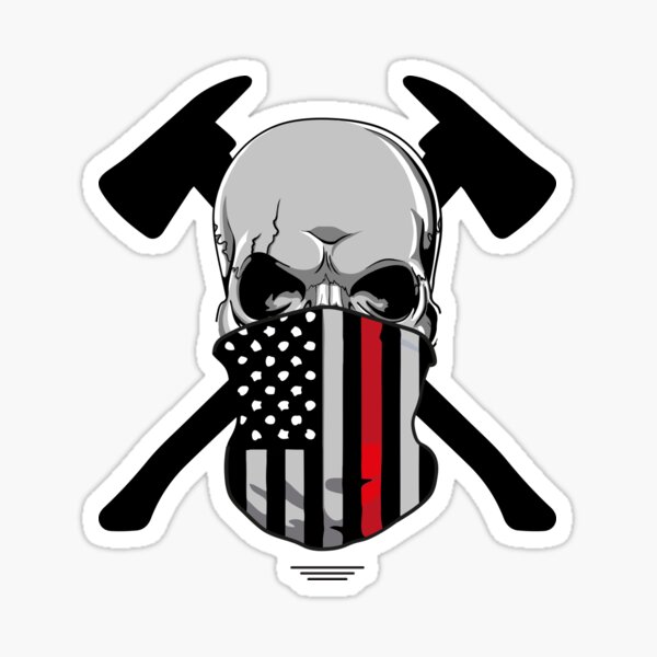 Artikel-Vorschau von Dünne rote Linie Feuerwehrmann Totenkopf Flagge, designt und verkauft von MasterKlaw.