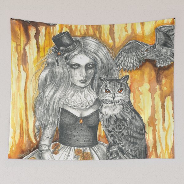 Item preview, Topaz November Birthstone Art Broken Doll Owl Creepy Doll  designed and sold by Deanna Davoli.