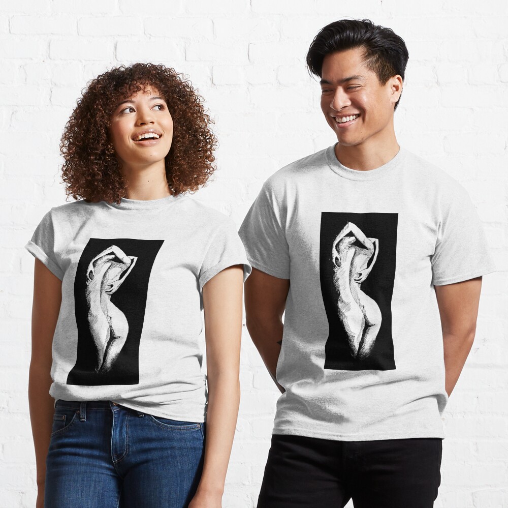 Naked Nude Girl Lady Woman Fox T Shirt Tee Sexy Passionate Playful Wolf Dog  Art men & Women T Shirts -  Israel