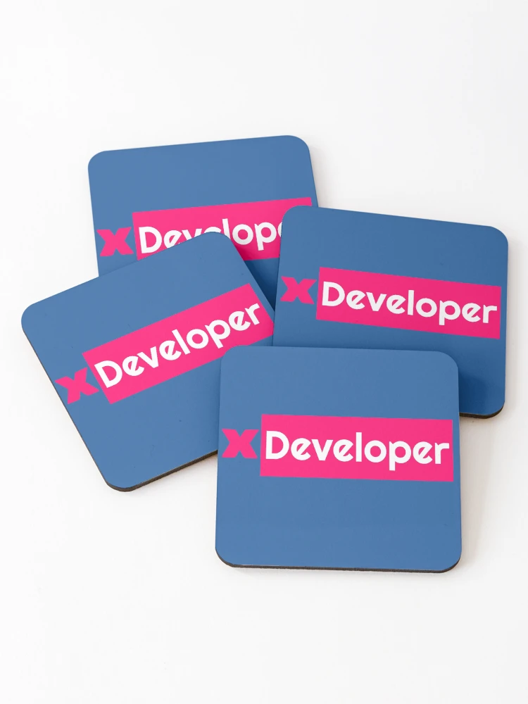 Thumbnail 1 of 5, Coasters (Set of 4), X Developer Pink, Coding, Programming designed and sold by IASunshine.