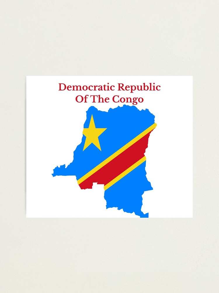 Democratic Republic Of The Congo Flag Map Photographic Print By Marosharaf Redbubble