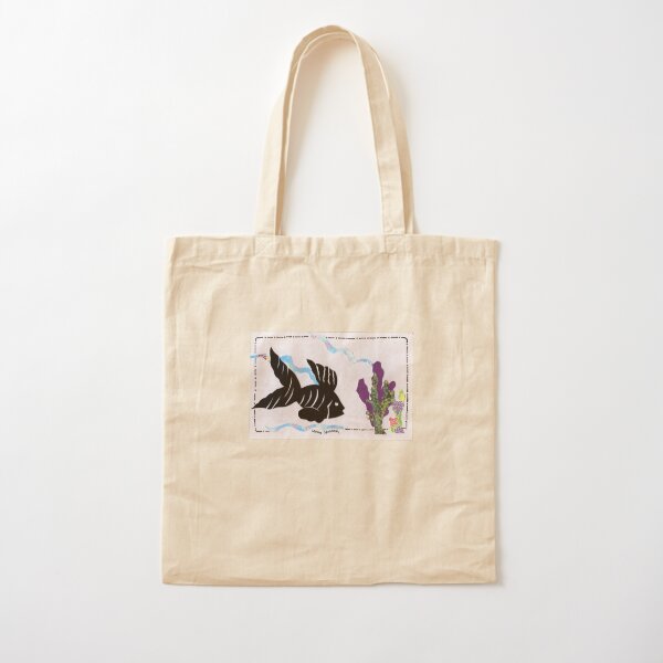 Silhouette Fish Design Cotton Tote Bag
