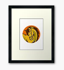 horse stallion head retro Framed Print