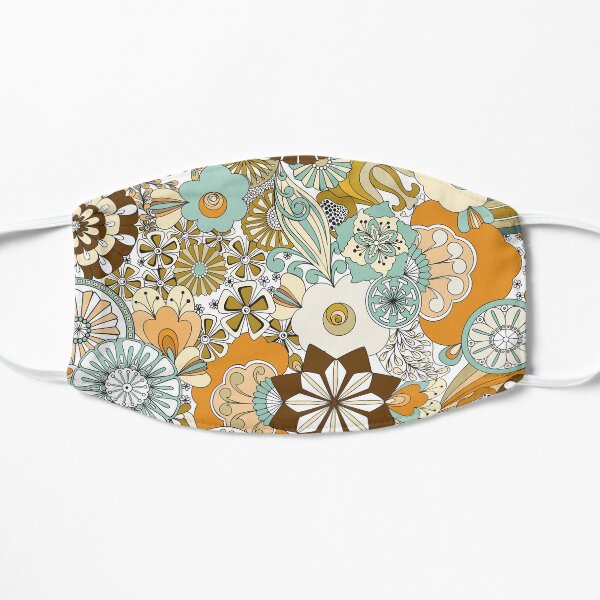 70s Style Flower Power in Teal, Orange and Brown Mask