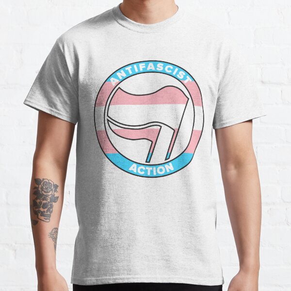 Vista previa del artículo con la obra «Bandera LGBT TRANS Antifa», diseñado y vendido por AntifaShop.