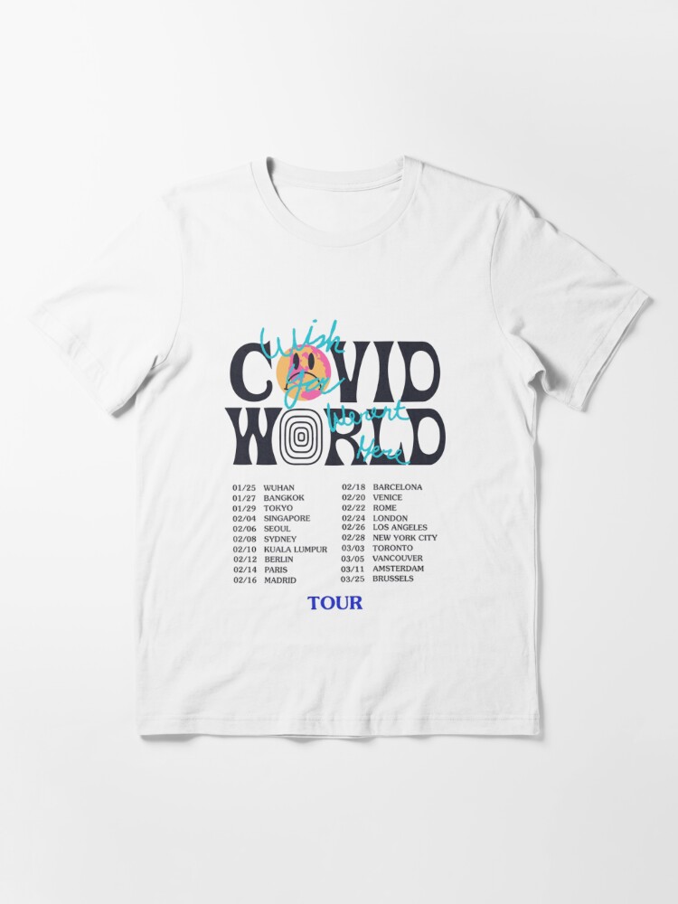 Næsten Glamour lov Travis Scott Astroworld Parody Covid World Tour Graphic Design wish you  were here world tour cities INVERTED White" Essential T-Shirt for Sale by  MonsieurArtiste | Redbubble