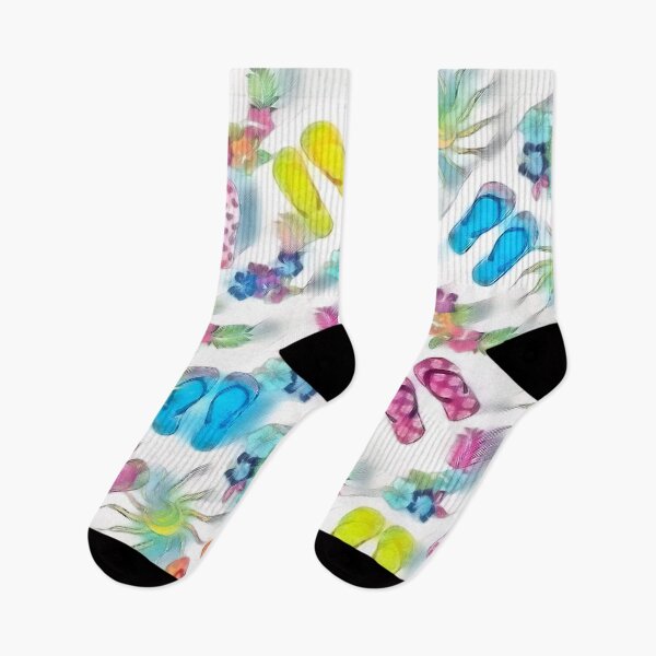 Item preview, Summer Flip Flops & Flowers in White designed and sold by Dawne's Designs.