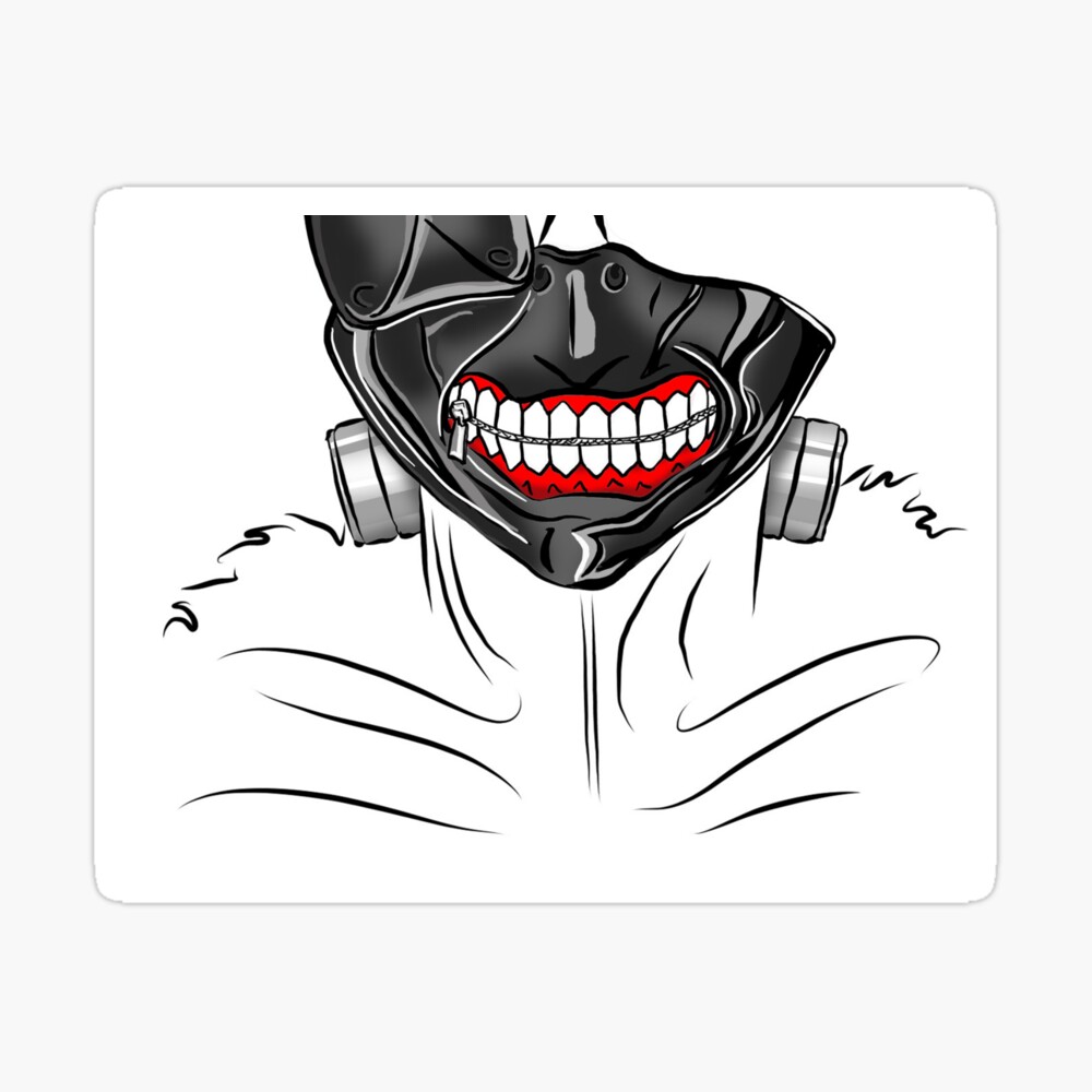 Tokyo Ghoul Kaneki Mask Anime Manga Drawing Cosplay Fan Art Black White Red Kaneki S Mask Spiral Notebook By Rhondachase Redbubble