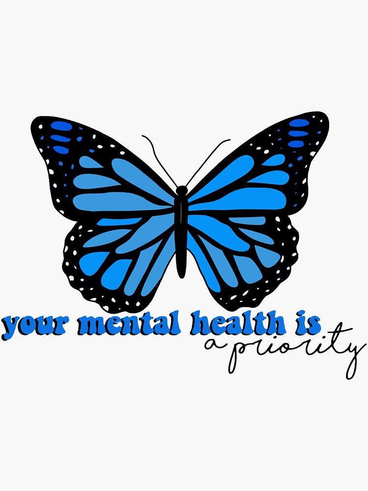 "Mental health butterfly " Sticker for Sale by ellencarney13 Redbubble