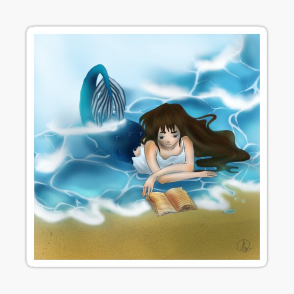 Mermay - Listening to Georgiana - Reading Brunette Sticker