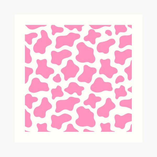 Pink Cow Print Design Art Print By Hanameda Redbubble - strawberry cow print roblox logo
