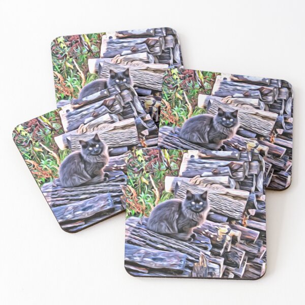 Item preview, Black kitten on a pile of wood designed and sold by celinebisson.