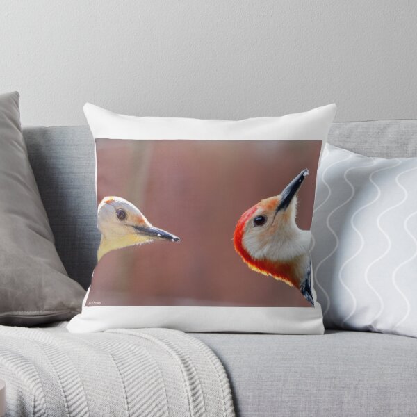 Femal and Male Red-Bellied Woodpeckers Throw Pillow