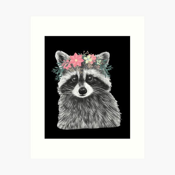 Item preview, Raccoon Floral Crown Flowers Funny Cute Animal Raccoon Gift designed and sold by Tee-md93.