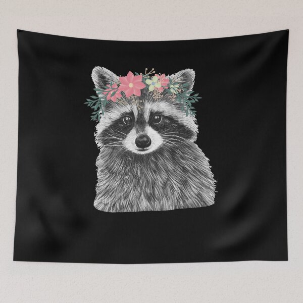 Item preview, Raccoon Floral Crown Flowers Funny Cute Animal Raccoon Gift designed and sold by Tee-md93.