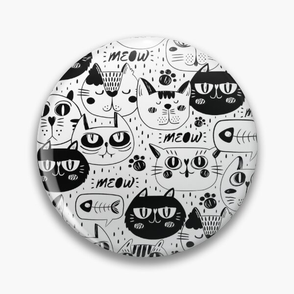 Item preview, Funny Cat Faces Pattern, Black and White design designed and sold by fermo.