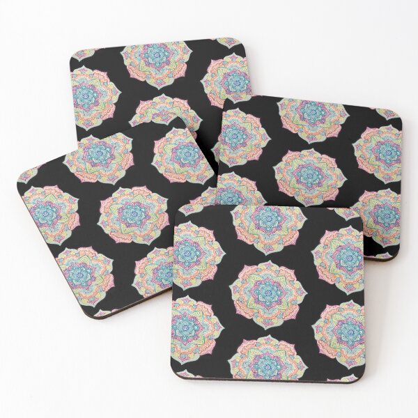 Item preview, Floral Mandala on Black Background designed and sold by mikaylawright.