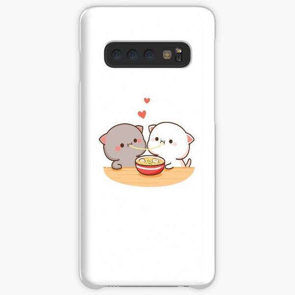 Peach and Goma Mochi Cat Eating Ramen Samsung Galaxy Snap Case