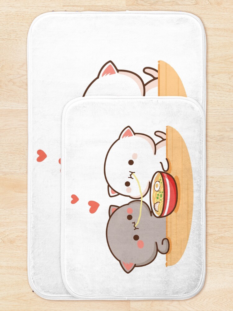 Alfombra de baño « Melocotón y Goma Mochi gato comiendo ramen» de