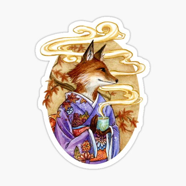 Item preview, Autumn Tea Time Kitsune Fox designed and sold by Meredith Dillman.