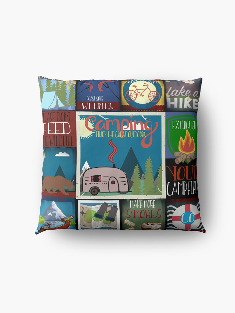 Alternate view of Retro Camping Badges Pattern Floor Pillow