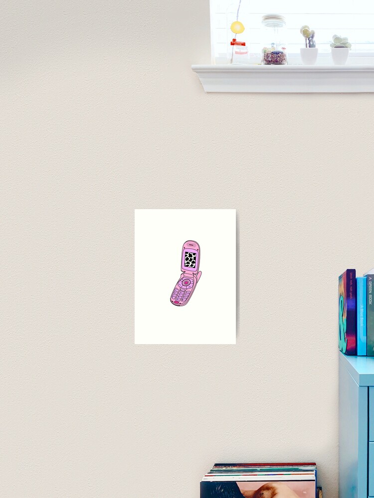 Y2k pink flip phone design Art Board Print for Sale by hanameda