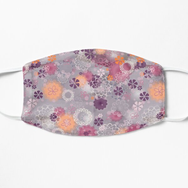 Lacy Flowers Seamless Repeating Pattern on Purple Mask