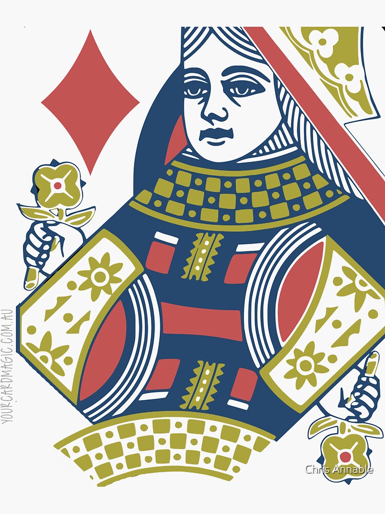 “Playing Card - Queen of Diamonds” Sticker for Sale by yourstruly