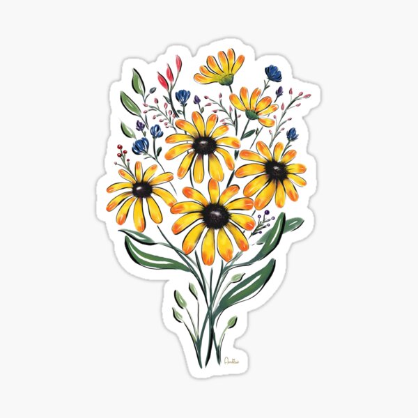 Yellow Bouquet Watercolor and Ink by Annalisa Amato Sticker