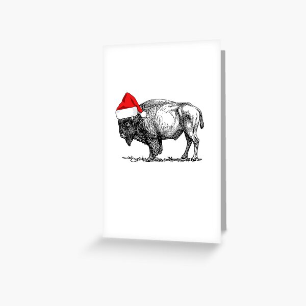 Buffalo Wearing a Santa Hat Greeting Card
