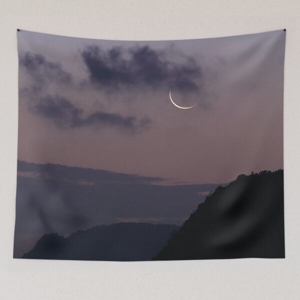 Item preview, Mountain Lookout Cloudy Moon Sunset Pink Calm Sky designed and sold by carmennho.