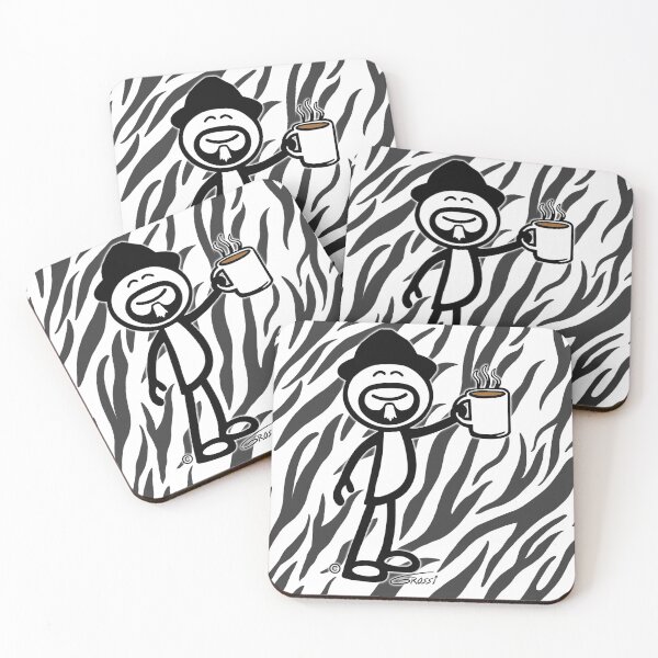 Item preview, GG Coffee Guy Stick Figure Zebra Print designed and sold by GDGCreations.