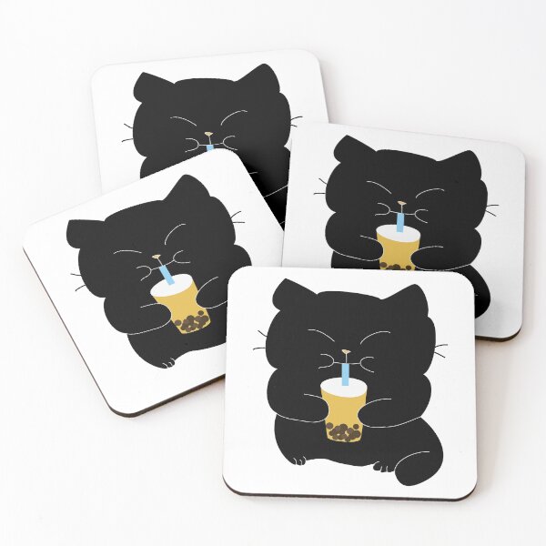 Item preview, Black Cat Drinking Boba designed and sold by janewwu.