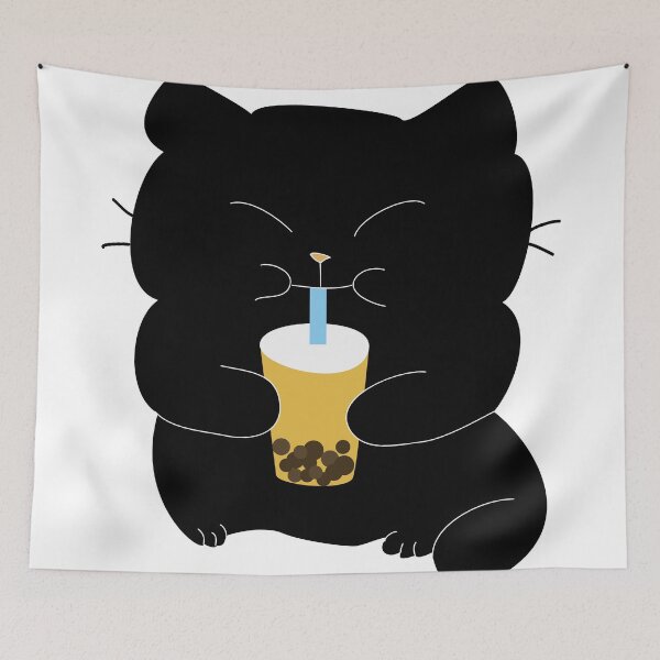 Item preview, Black Cat Drinking Boba designed and sold by janewwu.
