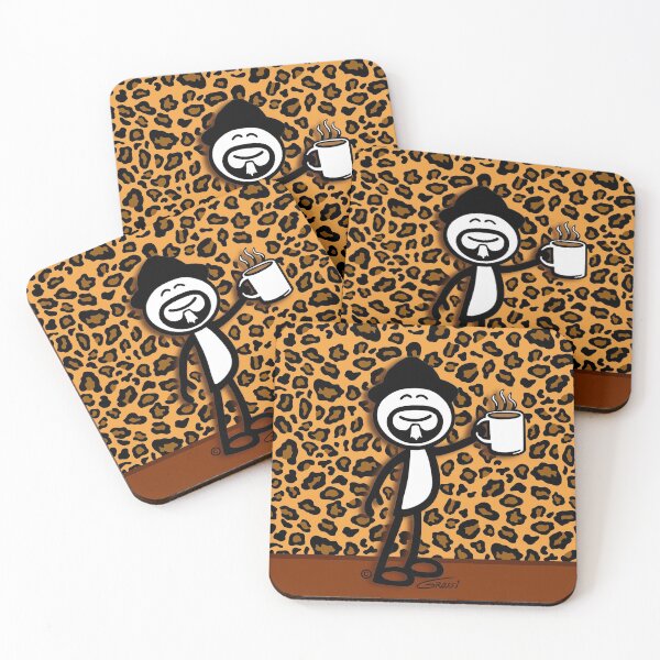 Item preview, GG Coffee Guy Stick Figure Leopard Print designed and sold by GDGCreations.