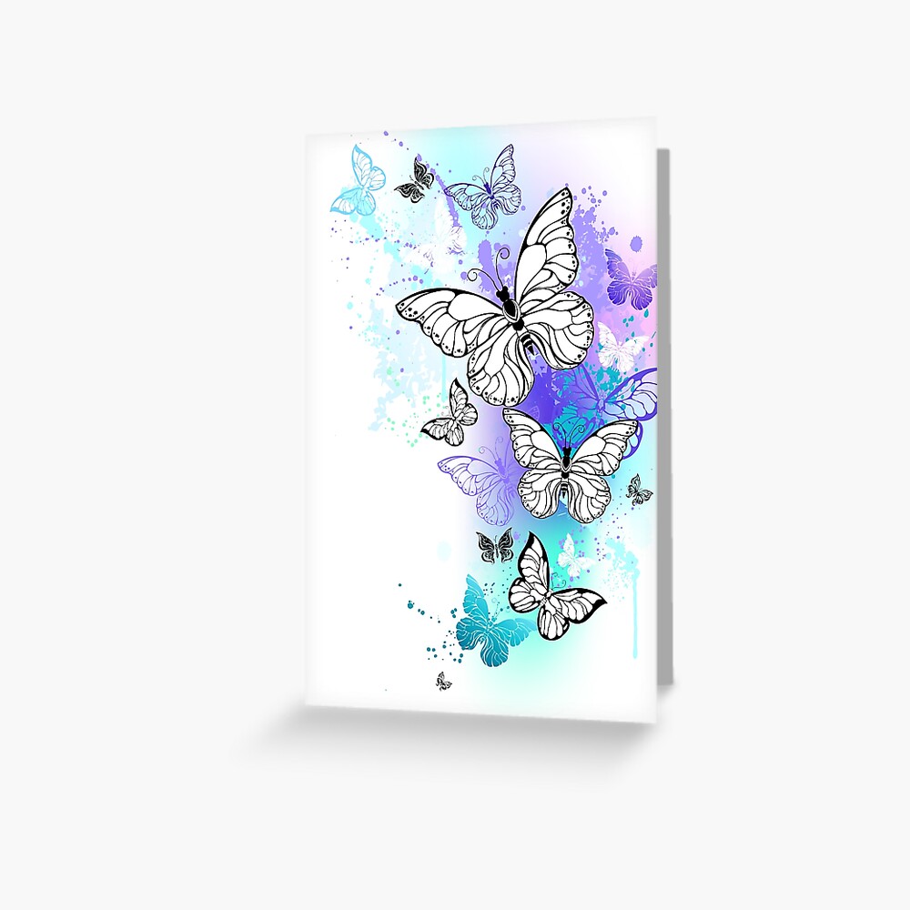 Cadre Décoratif De Papillons Volants Aquarelles Colorées