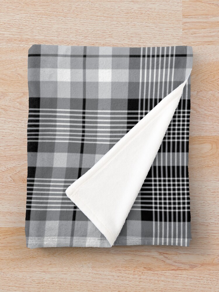 Alternate view of Black , gray and white plaid pattern Throw Blanket