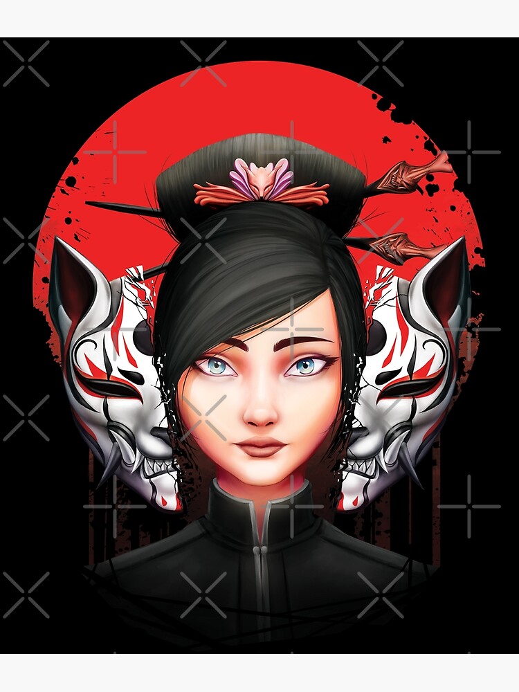 Modern Kitsune Mask Poster By Cyanideart Redbubble 8042