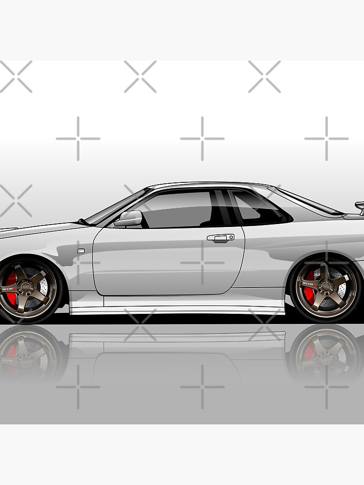 Download "Nissan Skyline R34 GT-R Digital Art Side View / Metallic White" Acrylic Block by ...