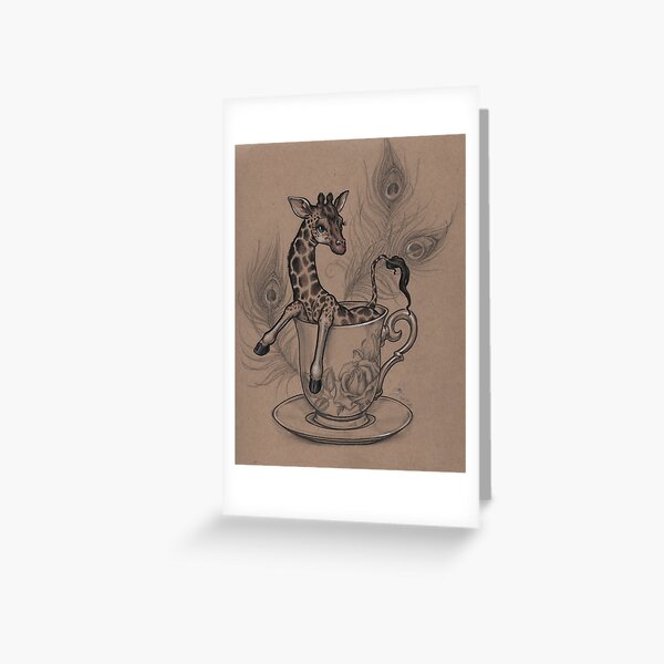 TeaCup Giraffe Greeting Card