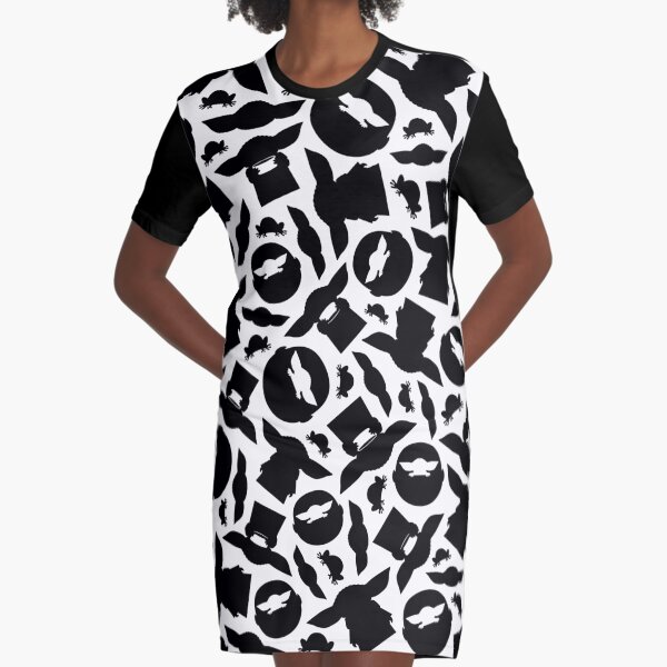 Monochrome Silhouettes Graphic T-Shirt Dress