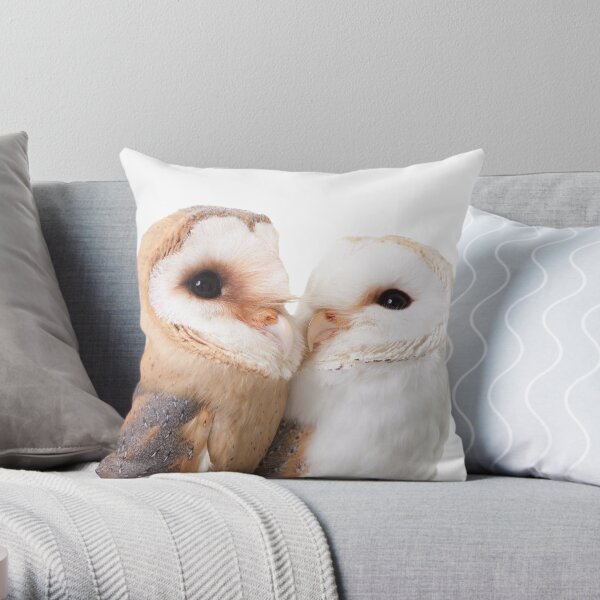 Two barn owls in love Throw Pillow