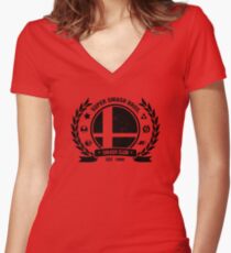 Smash Club (Black) Women's Fitted V-Neck T-Shirt