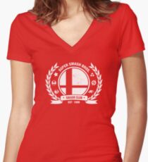 Smash Club (White) Women's Fitted V-Neck T-Shirt