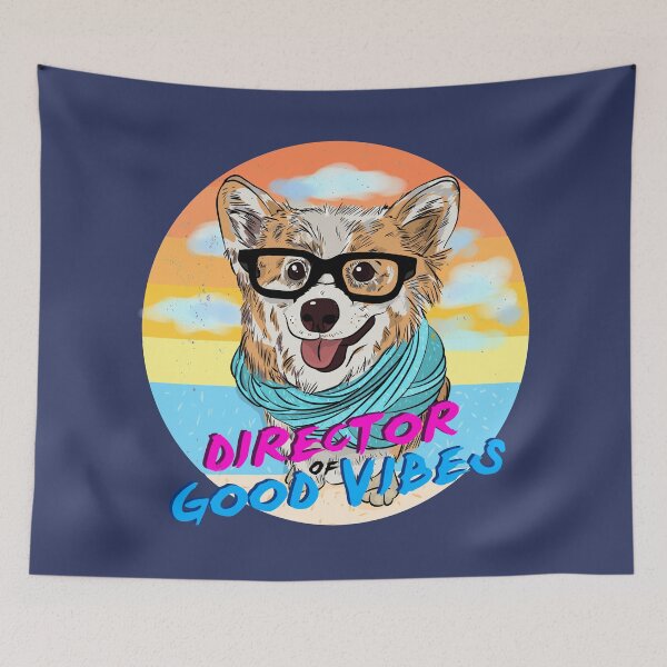 Item preview, CORGI DIRECTOR OF GOOD VIBES MASK designed and sold by aydapadi.